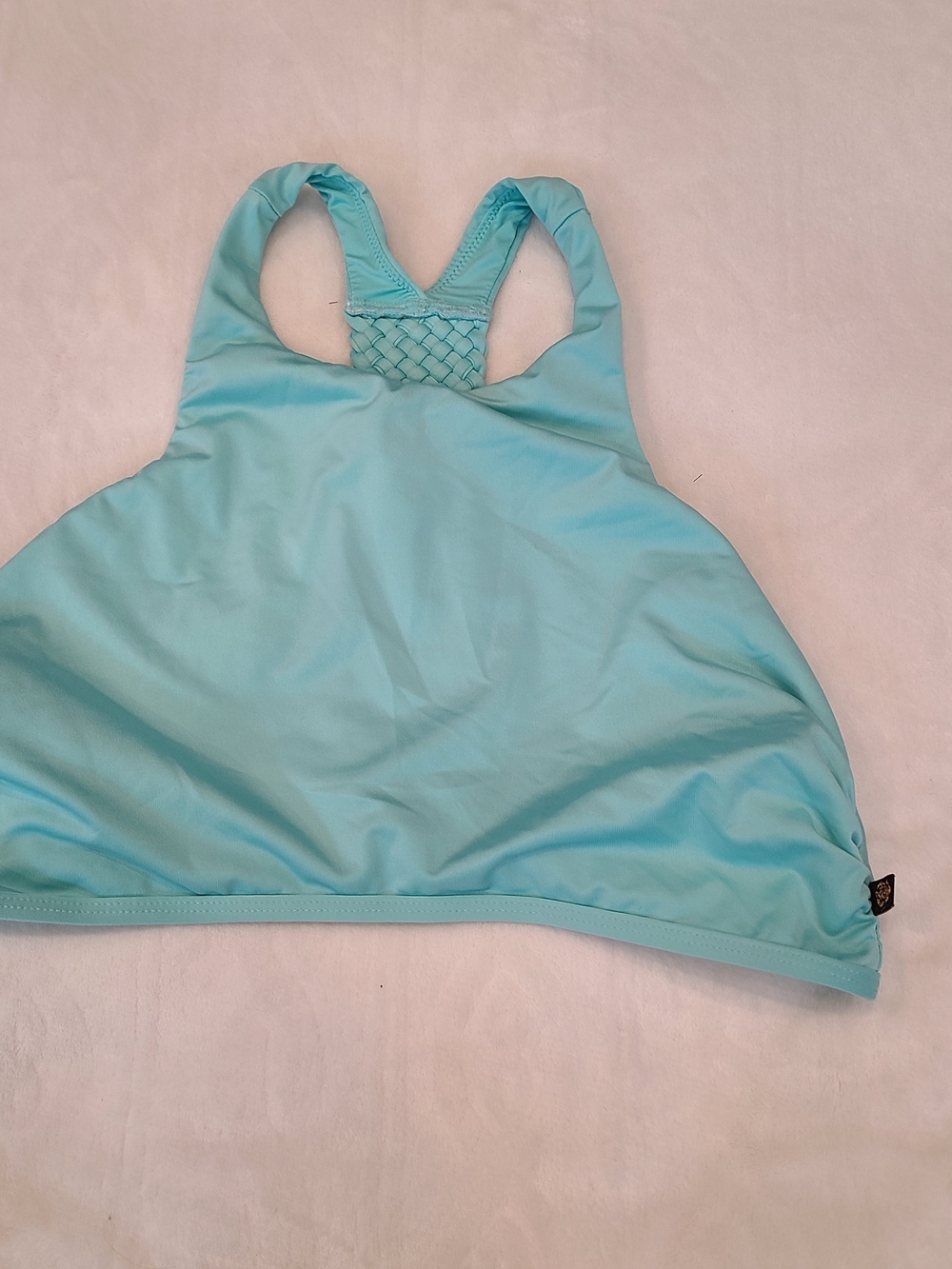 Women's Light Aqua Swim Top with Braided Back